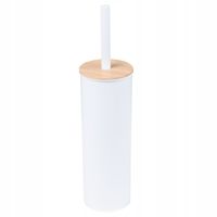 Szczotka do WC łazienki czarna wysoka zamknięta z bambusem loft YOKA HOME