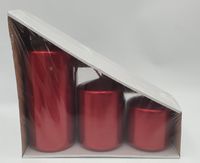 świeca walec 3szt. CZERWONA | 70/100/150mm | SET703MET