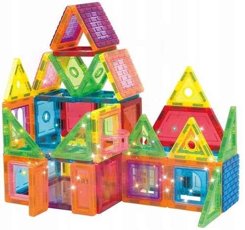 Klocki magnetyczne duże konstrukcyjne 3D zestaw 212 elementów Magnetic -S- na Arena.pl
