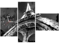 100CM 70CM ZEGAR 3 ELEM WIDOK NOCNY WIEŻY EIFFLA ŚCIENNY OBRAZ