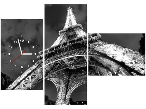 100CM 70CM ZEGAR 3 ELEM WIDOK NOCNY WIEŻY EIFFLA ŚCIENNY OBRAZ na Arena.pl