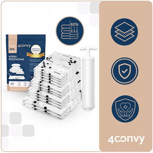 4CONVY Worki próżniowe na pościel ubrania odzież 12szt ZESTAW POMPKA na Arena.pl