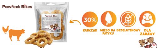 Przysmaki dla psa miękkie krążki ze skóry wołowej z kurczakiem - Donut 500g na Arena.pl