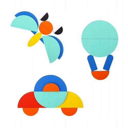 Drewniana Układanka Klocki GRA Karty Zadania EDU 40 Wzorów 50 Elementów na Arena.pl