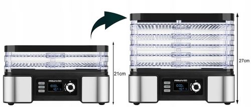 DUŻA SUSZARKA DO GRZYBÓW OWOCÓW TERMOOBIEG 450W ZEGAR PRIMAVEO POJEMNA 12L na Arena.pl