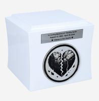 Urna ze złamanym sercem Urna na prochy Biała / Plakietka