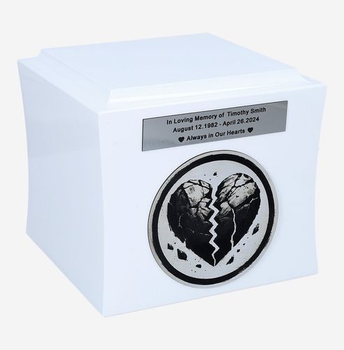 Urna ze złamanym sercem Urna na prochy Biała / Plakietka na Arena.pl