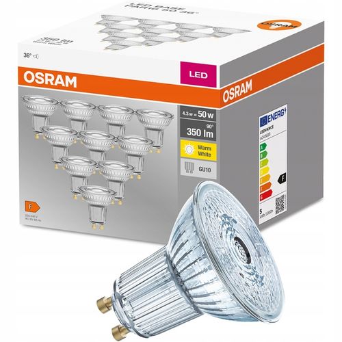 10PAK Żarówka LED GU10 4,3W = 50W 350lm 2700K Ciepła 36° OSRAM na Arena.pl