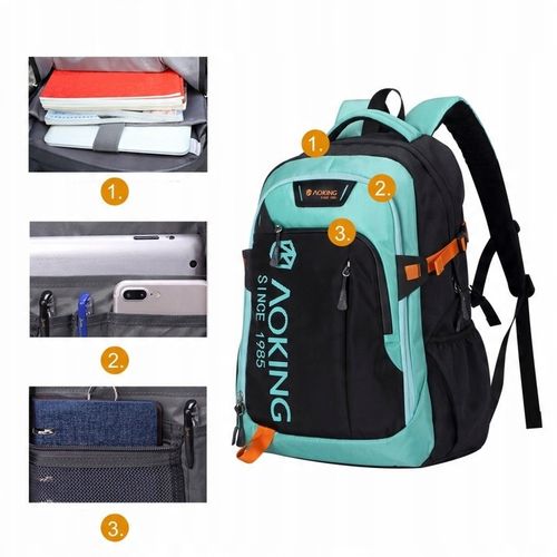 wszechstronny plecak miejski 27L zielony AOKING - idealny na codzienne na Arena.pl