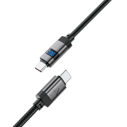 Kabel przewód USB-C - USB-C z wyświetlaczem 480Mb/s 66W 1.2m - czarny na Arena.pl