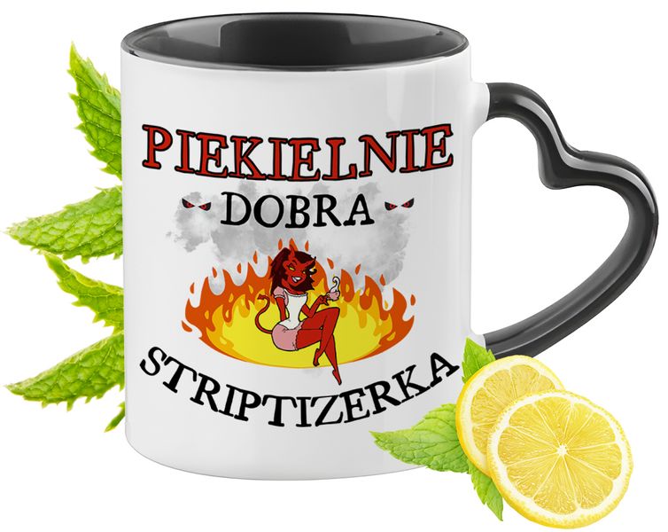 Dla Striptizerki Kubek Czarny Z Uszkiem W Kształcie Serca Na Prezent zdjęcie 1
