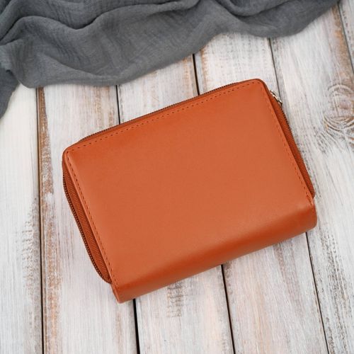 portfel damski skórzany pomarańczowy duży w orientacji poziomej na Arena.pl