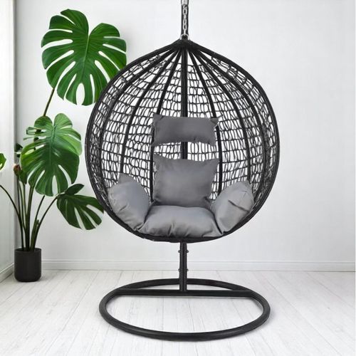 fotel wiszący, huśtawka kokon czarny z grafitowymi poduszkami kr23 na Arena.pl