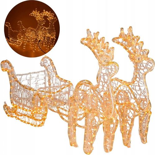 RENIFERY Z SANIAMI ŚWIECĄCE DUŻE 150cm OZDOBA Z GŁOWĄ SANIAMI DEKORACJA XXL na Arena.pl