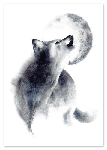 Plakat wilk akwarela 21x29,7 cm A4 na Arena.pl