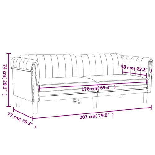 Sofa 3-osobowa, czarna, tapicerowana aksamitem na Arena.pl