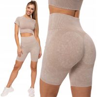 Legginsy Kolarki Damskie z Wysokim Stanem Efekt Push-Up BEŻOWE MORAJ L/XL