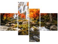 130CM 90 OBRAZ 4 ELEM JESIENNY WODOSPAD ŚCIENNY