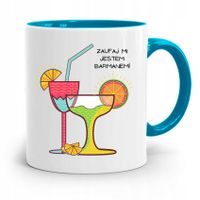 Kubek Błękitny Dla Barmana Zaufaj Mi Jestem Z Nadrukiem Ze Zdjęciem