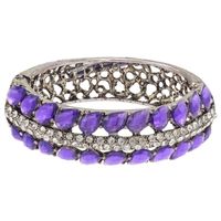 Metalowa bransoletka z fioletowymi kamieniami