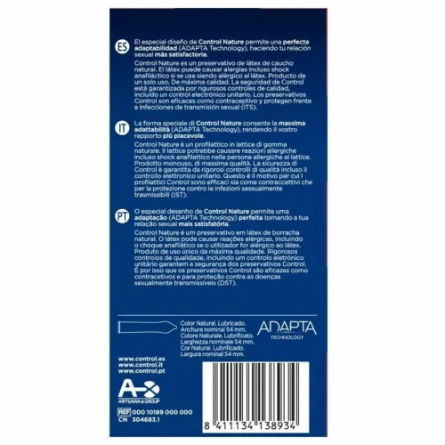 control adapta nature - prezerwatywy naturalne, 24 sztuki, szerokość 57 mm na Arena.pl