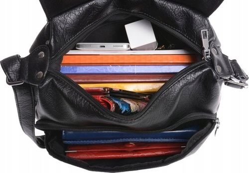 ŚREDNIA TOREBKA DAMSKA LISTONOSZKA Z KLAPKĄ czarny na Arena.pl