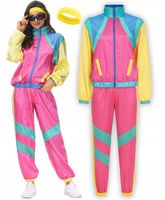 STRÓJ LATA 80 90 DISCO PRZEBRANIE DRES ORTALIONOWY RETRO FITNESS XS S