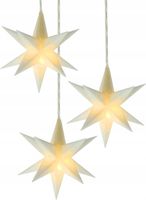 Świecąca gwiazda 3D zestaw 3 sztuki biała Lightzone gwiazdki łańcuch led