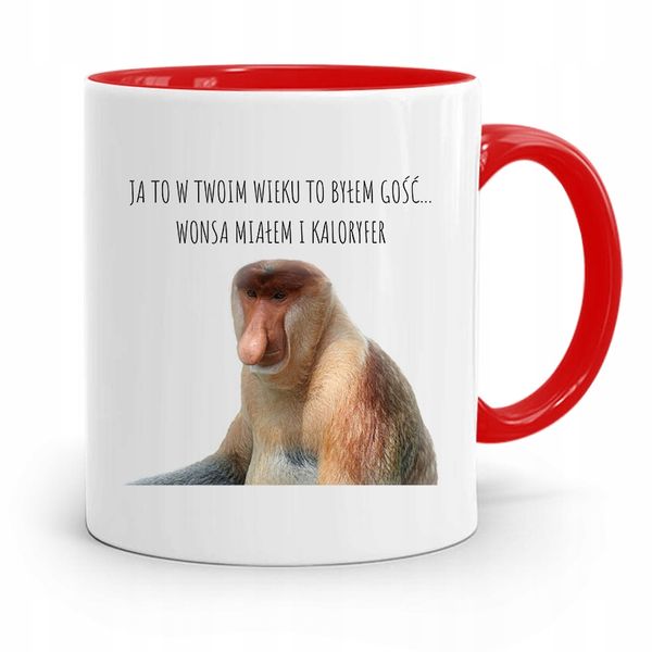 Kubek Czerwony Nosacz Janusz Ja To W Twoim Wieku Z Nadrukiem Ze Zdjęciem zdjęcie 1