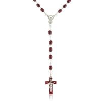 Różaniec drewniane bordowe paciorki