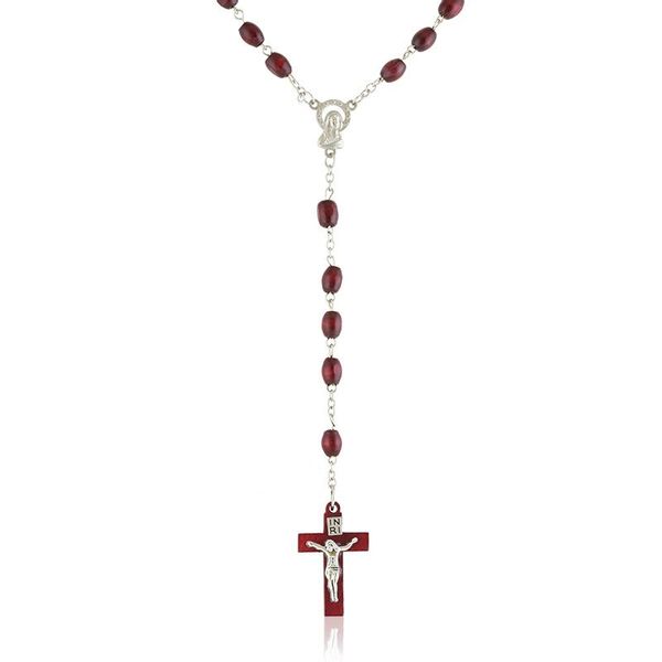 Różaniec drewniane bordowe paciorki zdjęcie 1