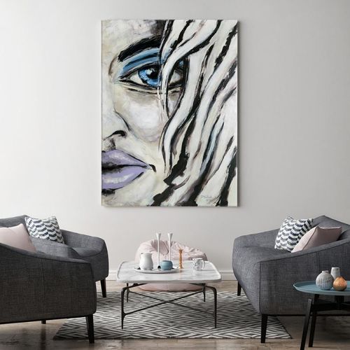 Obraz na płótnie - Canvas, Połowa twarzy 60x80 na Arena.pl