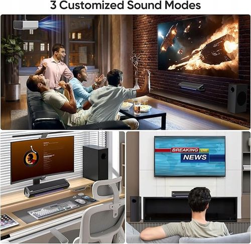 Saiyin Soundbar telewizyjny z subwooferem, 43 cm 2.1ch Surround Sound na Arena.pl