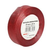 WSTĄŻKA BROKATOWA 25MM WB25-3 CZERWONA BREWIS