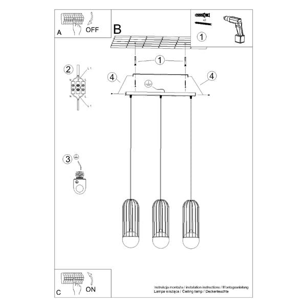 Lampa wisząca BRINA 3L biała zdjęcie 11