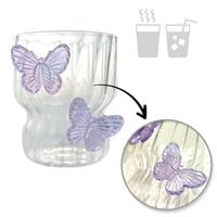 szklanka ryflowana, z falowanymi ściankami, motylki fiolet 260 ml 1szt