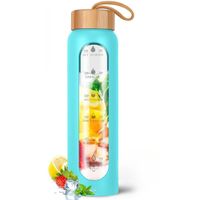 Butelka Szklana na Wodę Bidon Sportowy Motywacyjny z Etui Fitness 1000ml 1L