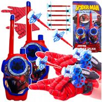 SPIDERMAN ZESTAW 2x KRÓTKOFALÓWKA WALKIE TALKIE 2x RĘKAWICA WYRZUTNIA SIECI