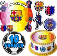 ZESTAW OPŁATEK NA TORT 30CM + 17 POSTACI - FC BARCELONA + IMIĘ 24CM 26CM