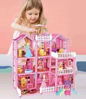 DOMEK DLA LALEK 4 LALKI MEBLE 222 ELEMENTY DUŻY