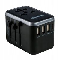 2 x Verbatim Adapter podróżny EU/UK/US 3xUSB-A/2xUSB-C PD 61W UTA-04 czarny