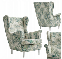 Fotel uszak skandynawski palmy beżowe design style trop Print Family Meble