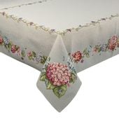 Obrus dekoracyjny gobelin 140x180 popielaty w kwitnące hortensję