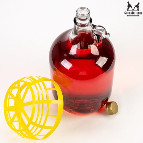 GĄSIOR 5 L - balon dama butelka na wino z zakrętką i koszykiem na Arena.pl