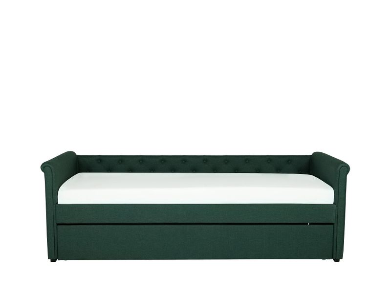 Łóżko wysuwane tapicerowane 80 x 200 cm zielone LIBOURNE zdjęcie 4