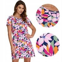 KOSZULA NOCNA DAMSKA KOSZULKA BAWEŁNIANA W KWIATY SENIZO M