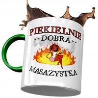 Kubek Zielony Dla Masażystki Piekielnie Dobra Z Nadrukiem Ze Zdjęciem