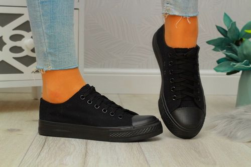 TRAMPKI DAMSKIE CZARNE BUTY SPORTOWE TENISÓWKI KLASYCZNE ALL BLACK na Arena.pl