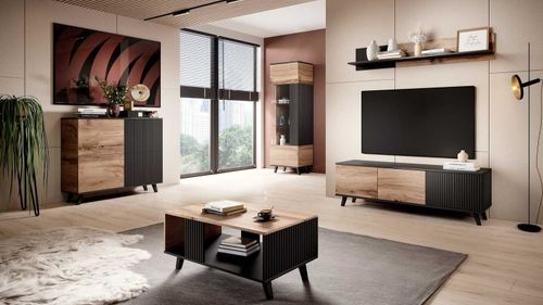 Półka 150cm Adre dąb wotan/ czarny na Arena.pl