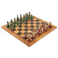 ZESTAW SZACHOWY Medioevale 6,7cm + Szachownica Eko-Skóra Mapa 33x33 cm